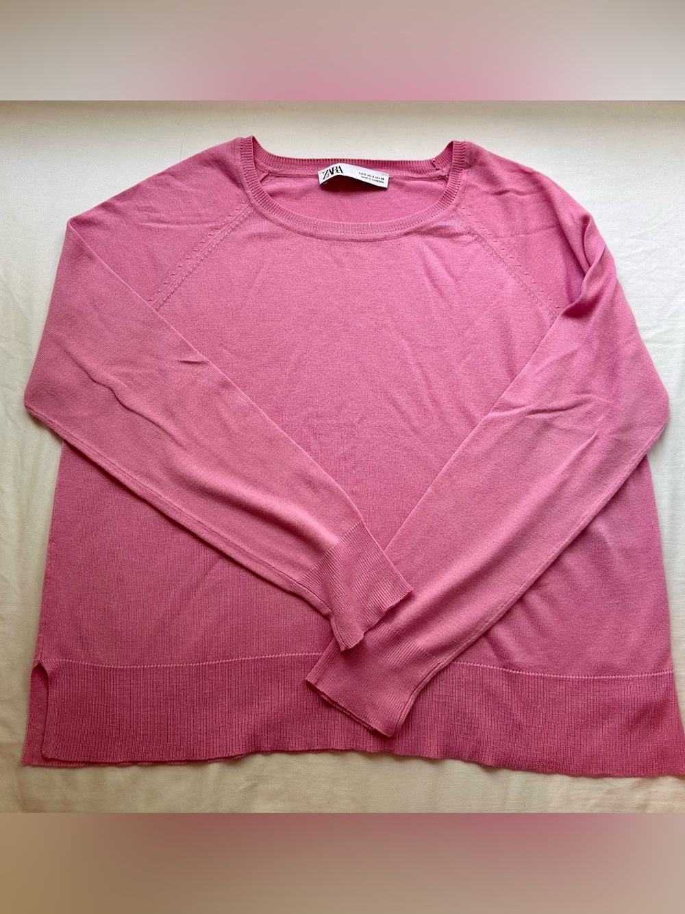 ZARA Pink Crewneck Sweater for Women